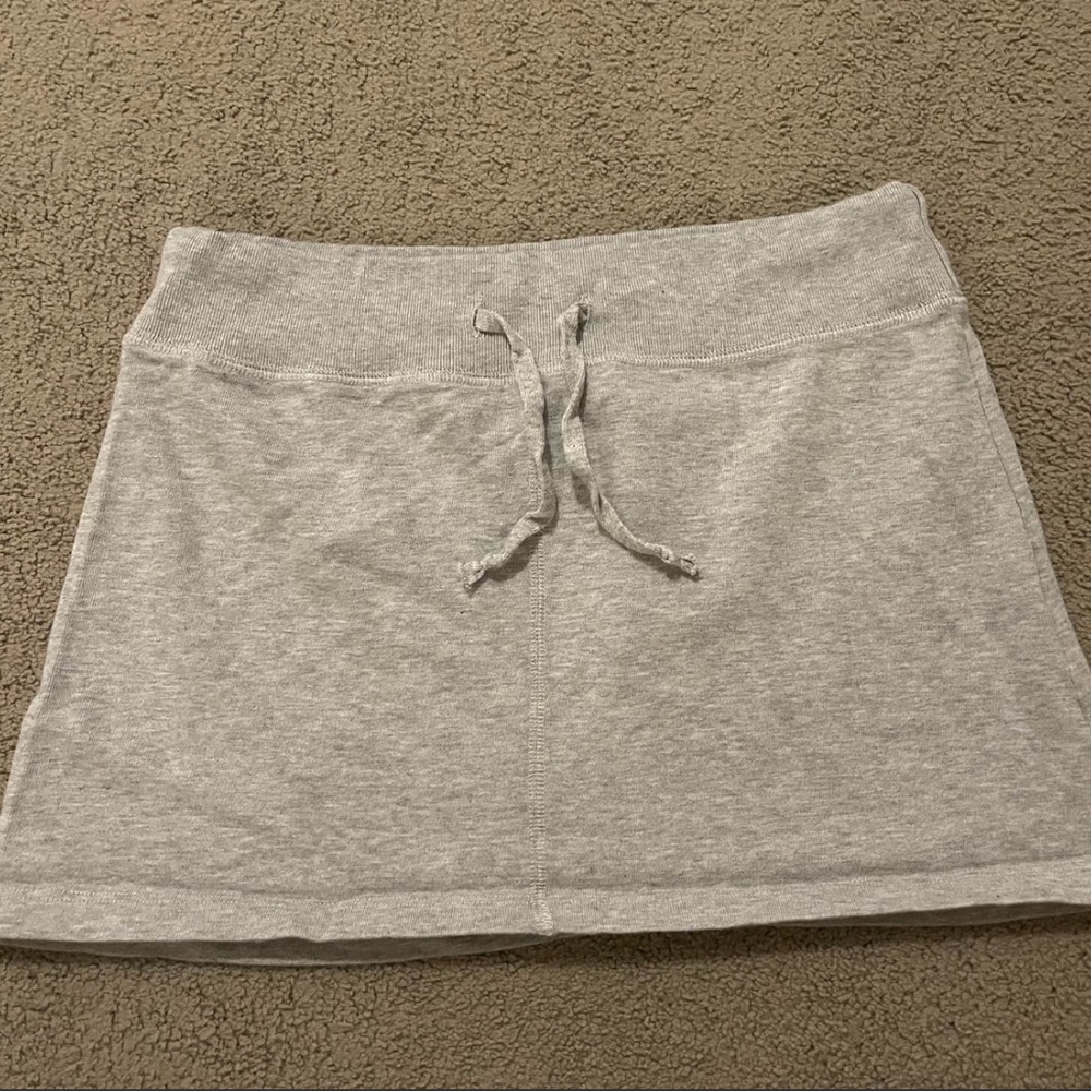 Brandy Melville Light Gray Drawstring Mini Skirt … - image 1